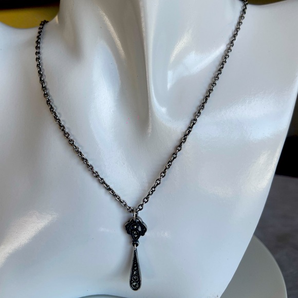CHRISTIAN DIOR SIGNED GUNMETAL NECKLACE - Picture 10 of 12